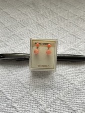 Coral Earrings 9ct Gold Stud