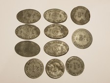 11 x Large Antique Salvation Army Social Wing Pressed Zinc Metal 1d 3d 6d Tokens