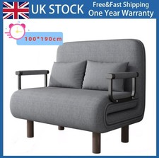 Folding Sofa Bed Fabric Sleeper Pull Out Convertible Arm Chairs Adjustable Grey