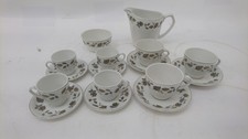 Vintage Leaf Pattern Porcelain Tea Set Bundle - Cups Saucers Jug Bowl Collectors