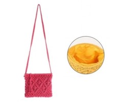 Magenta Crochet Clutch Bag