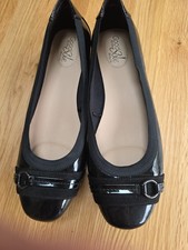 Ladies Black Patent Slip On Shoes Size 8 Wide Fitting. New.