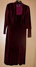 midi dress + bolero jacket size 16 Joanna Hope   velvet velour wine