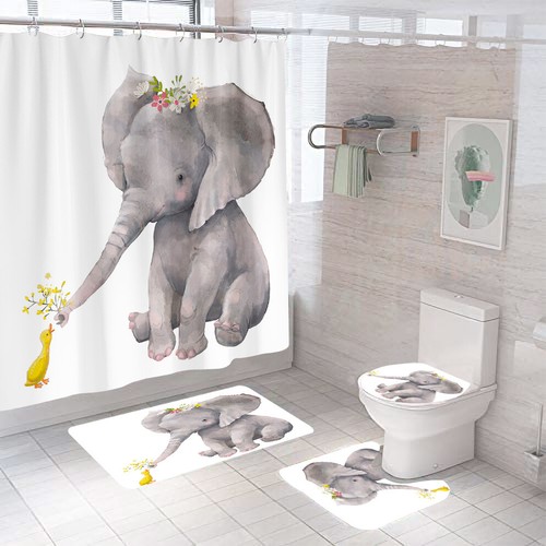 Elephant shower curtain set - shower,