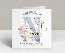 Loveliest Nanny Birthday Card - Nan Nanna Nana Greeting Card Blank Card