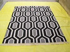 Wool hand made geometric 5x7 - wool,