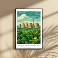 Fiddlers Ferry Power Station Print – Travel Poster Style | Industrial Landscape