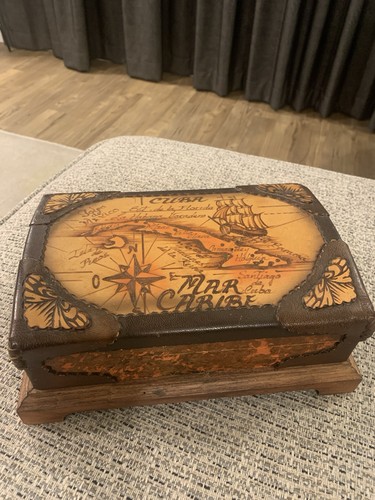 Cuban wooden box cuba map - cuban, mar