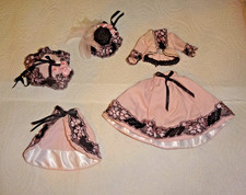 1:12 Scale Dolls House Handmade Pink Victorian Outfit: Skirt, Top, Cape, Hat  +
