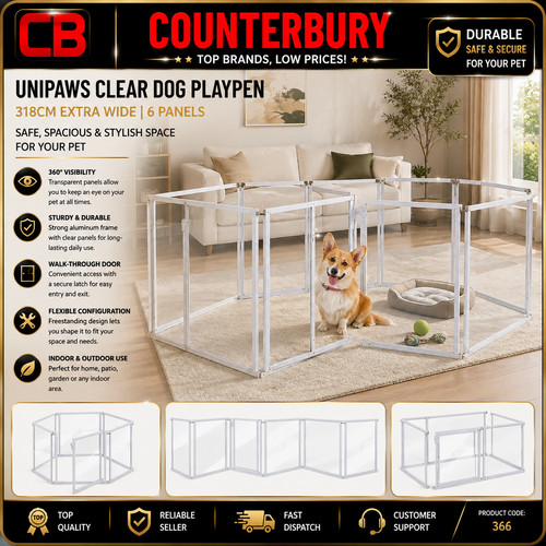 Unipaws clear dog playpen - clear,