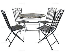 4 Seat Vintage Dining Set - Black Antique Finish, Wrought Iron, Fully Assembled