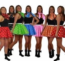 Ladies 15" Polka Dot Full Circle Fancy Dress 60s 70s Roller Girl Skater Skirt
