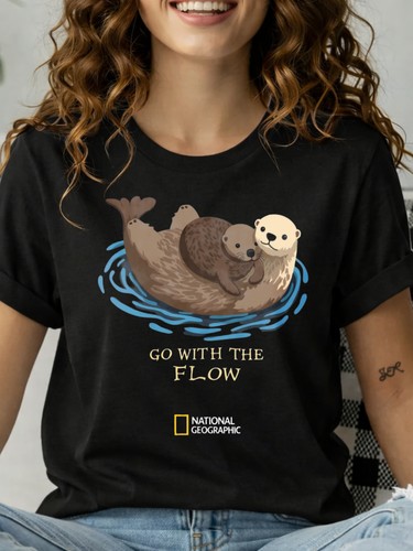 Cute sleeping otter - otter, graphic