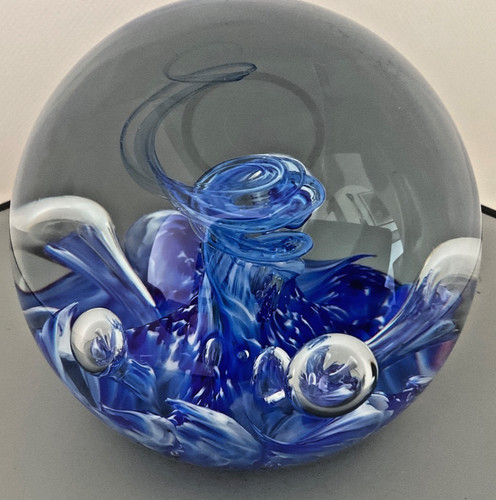 Vintage blue wave art glass - art,