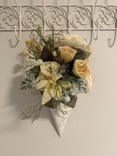 Wall Cone Metal Tin~Ivory Rose