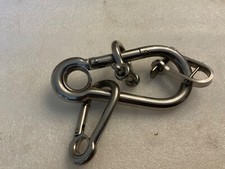 2 SPRING HOOKS WITH EYELET MARINE GRADE SAILING RIGGING & 2 SHACKLES UNUSED