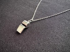 925 Sterling Silver Sports Whistle Pendant Chase Chain Necklace Pe Teacher Gift