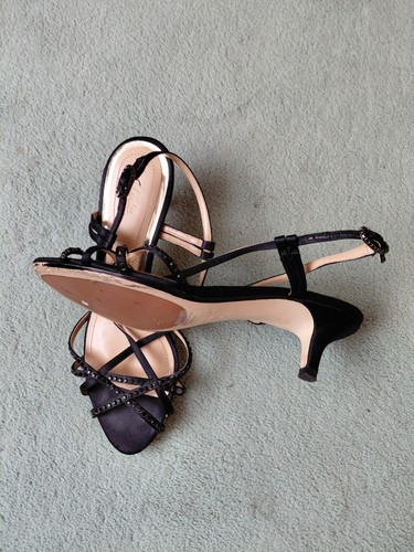 Black strappy kitten heel - strappy,