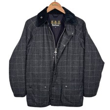 Barbour SL Beaufort Waxed Wool Jacket Size 34" XS  Grey Tweed Made for Japan