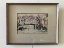 MARGARET BOYD  Signed Original  PAINTING 1951 ABSTRACT  Art HARBOUR SCENE Framed