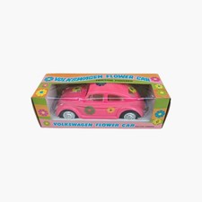 Vintage Volkswagen Beetle Flower Pink Car Friction Power 1708 Plastic Hong Kong