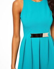 Lipsy Green Turquoise Skater Dress 10 Occasion Party Fit Flare Sleeveless 