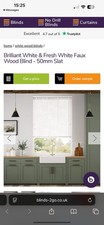 Blinds2go Brilliant White & Fresh White Faux Wood Blind 50mm Slats - Check Photo