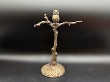Vintage Bronze Metal Owl Tree
