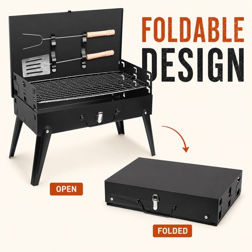 Portable large charcoal bbq - large,