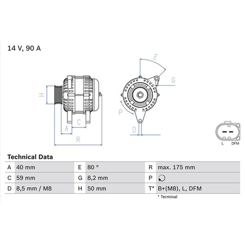 Bosch car alternator 12v - bosch, fits