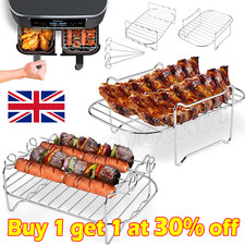 Air Fryer Rack Stainless Steel Double Basket Grill Sticks Accessories for Ninja.