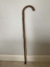 Vintage Antique Knobby Wood Spike Rubber Tip Crook Handle Walking Stick Cane 37”