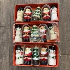 VINTAGE Christmas wax Candles  Santa Snowman tree Novelty 3 boxes joblot saxony