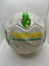 Norwich City Autographed Football Full Size Retro Vintage NCFC Canaries Original