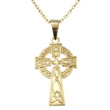 9ct gold Celtic Cross necklace with 18" chain & jewellery presentation box