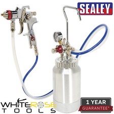 Sealey HVLP Pressure Pot System with Spray Gun & Hoses 1.7mm Set-Up