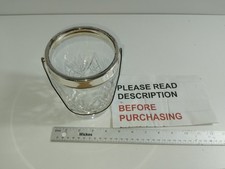 Vintage Cut Glass Ice Bucket With A Silver Plated Rim And Handle – Elegant Table