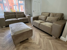 Sloane 3+2 Sofa Set Mink Plush Velvet | Optional Large Footstool | Free Delivery