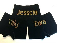 Gazelle Personalised Gymnastics/Dance Shorts. Improved Sparkle. Made in the UK