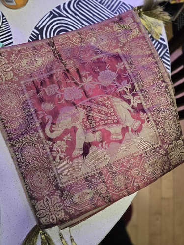 India brocade elephant - brocade, cushion