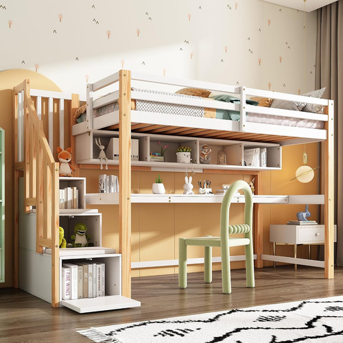 Kids pine loft bed frame - kids,