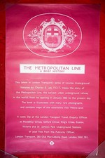 LONDON TRANSPORT MUSEUM LT POSTER METROPOLITAN LINE A BRIEF HISTORY ORIG 1973