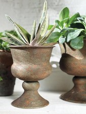 Small Mini Urn Pot, Rust Metal
