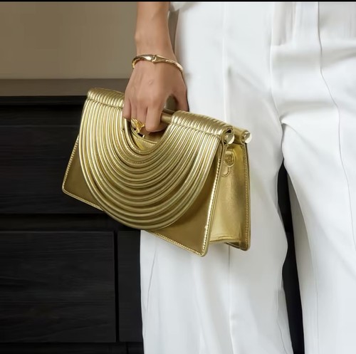 Gold clutch purse half - clutch,