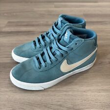 Nike Bruin SB Trainers Womens Size UK5 Aqua Blue Suede Mid Casual Shoes 