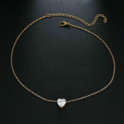 Women crystal heart necklace - heart,