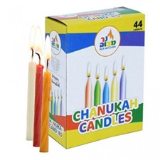 Traditional Thin Kosher 44 Chanukah Wax Candles Mix Colours Hanukkah - 8 Nights!