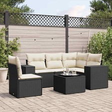 Garden Sofa Set Black PE