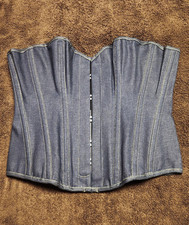 NIP - VOLLERS  Rare Denim Steel Boned Over Bust Corset 26 in band size