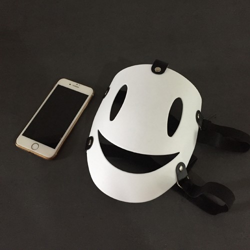 White full face smile mask - white,